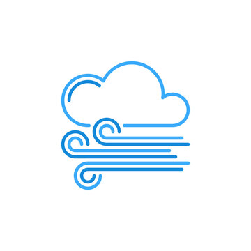 Cloud and Wind vector outline Weather concept blue icon