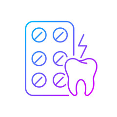 Painkillers gradient linear vector icon. Relieving toothaches. Analgesic medicine. Anti-inflammatory drug. Thin line color symbols. Modern style pictogram. Vector isolated outline drawing