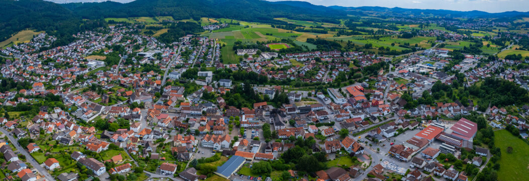 Aerial view around the city Fürth in Germany. On sunny day in spring 