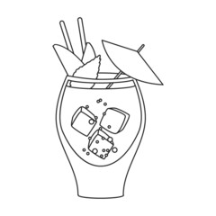 Summer cocktail vector icon.Outline vector icon isolated on white background summer cocktail.