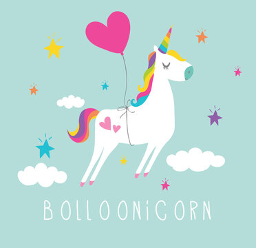Cute unicorn vector illustration, children artworks