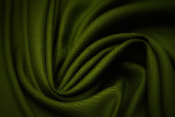 The texture of the wool fabric is dark green. Background, pattern.