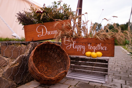 composition with lemons and a basket