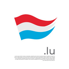 Luxembourg flag. Stripes colors of luxembourgish flag on white background. Vector design national poster with .lu domain, place for text. Brush strokes. State patriotic banner of luxembourg, cover