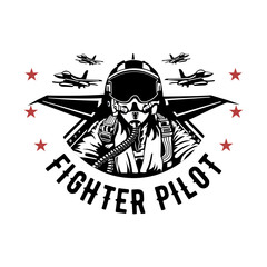 fighter pilot vector design isolated on white background - obrazy, fototapety, plakaty
