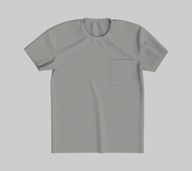 men's short-sleeve raglan t-shirt mockup with a pocket, design presentation for print, 3d illustration, 3d rendering
