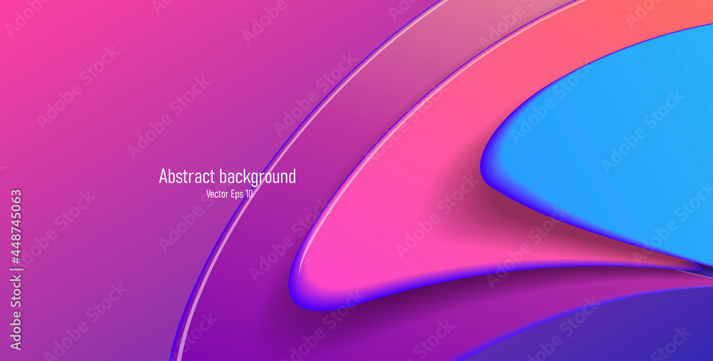 Poster abstract background with 3d shapes melting and creating fluid forms, pink and violet colors, digital
