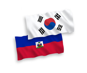 Flags of South Korea and Republic of Haiti on a white background