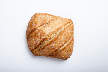 freshly baked bread isolated on white background