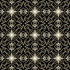 Fototapeta premium Seamless abstract geometric floral monochrome surface pattern