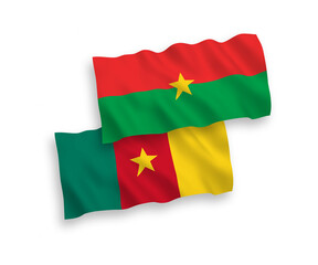 Flags of Burkina Faso and Cameroon on a white background
