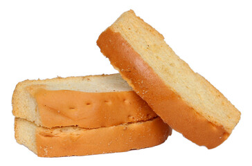 Toast biscuits isolated on white background
