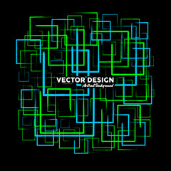 Abstract style background made of square shape with green and blue colors. Vector illustration