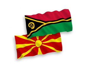 Flags of Republic of Vanuatu and North Macedonia on a white background