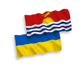 Flags of Republic of Kiribati and Ukraine on a white background