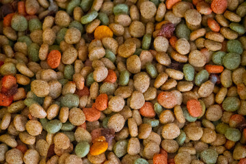 food for cat or dog, top view