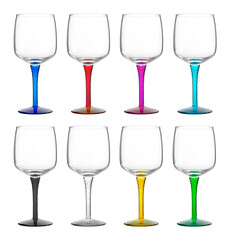 Group of vintage wine glass on white background