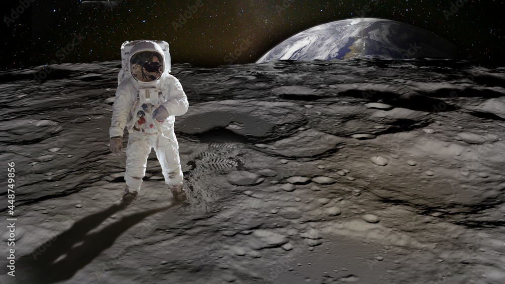 Canvas Prints astronaut on the moon. elements of this image furnished by nasa
