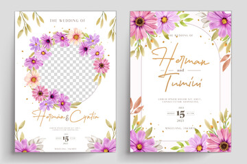 Hand drawn floral wedding invitation template