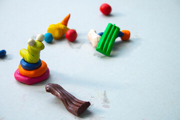 Set of colorful plasticine sticks isolated on white background