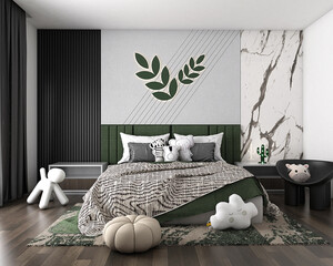 modern green kids bedroom design 