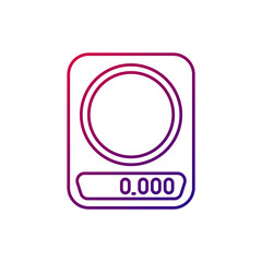 Kitchen scale outline icon. Coffee equipment. Purple gradient symbol. Isolated vector illustration