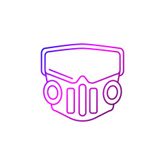 Cyberpunk face mask outline icon. Future with robot technology. Apocalypse idea