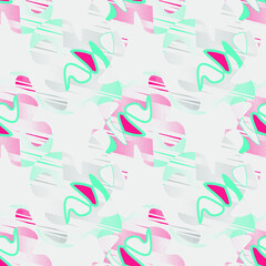 Seamless abstract pattern with wave shapes and dots