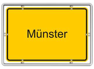 Münster - yellow road sign isolated on white background