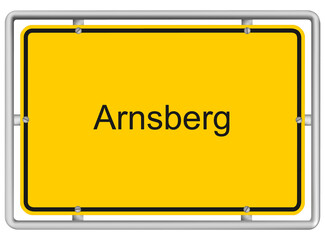Arnsberg - yellow road sign isolated on white background