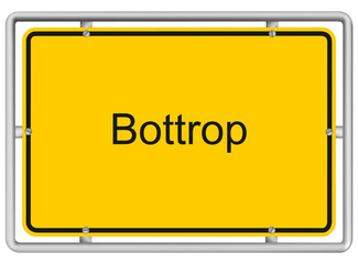 Bottrop - yellow road sign isolated on white background
