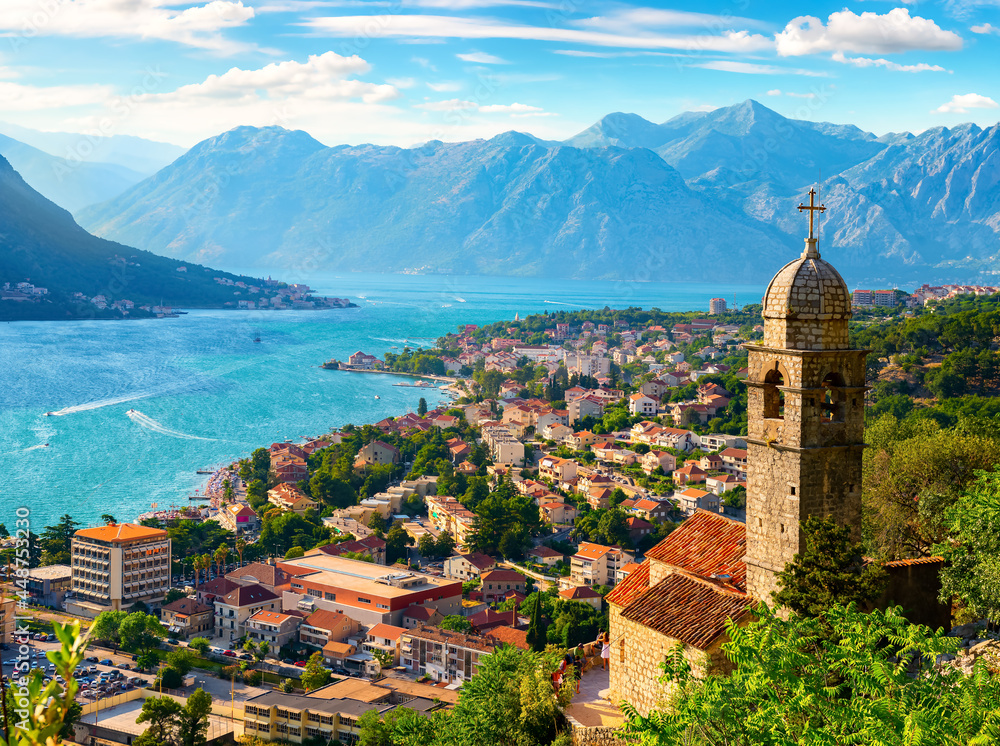 Wall mural clouds in kotor bay