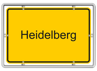 Heidelberg - yellow road sign isolated on white background