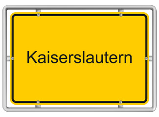 Kaiserlautern - yellow road sign isolated on white background