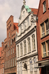Fototapeta na wymiar Hansestadt Lübeck; Historische Häuserfassaden in der Mengstraße mit Buddenbrookhaus
