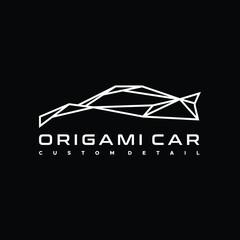 Flat modern abstract geometric lines origami car logo