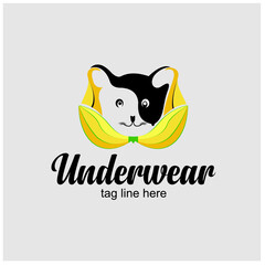 Cat bananas yellow bra fashion grill vector illustration logo design