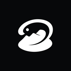 Obraz premium Flat modern smooth B leaf mountain fish logo