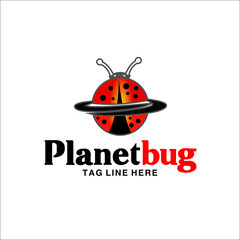 Lady bug planet animal insect illustration logo design