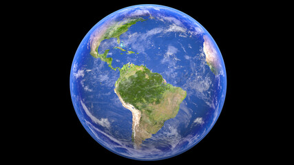 Realistic and detailed Earth, South America
