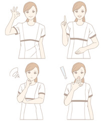 歯科衛生士のイラストセット（パステルカラー）