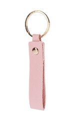 Leather keychain on white background