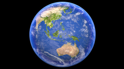 Naklejka na ściany i meble Realistic and detailed Earth, Australia and Oceania
