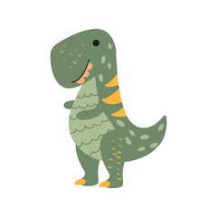Illustration Dinosaur tyrannosaur in the style of a cartoon. An isolated object on a white background. An animal of the Jurassic period similar to a dragon