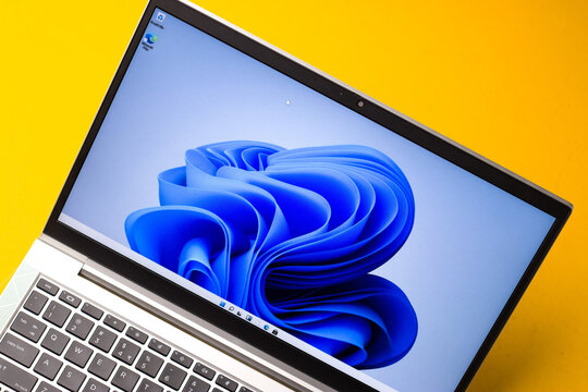 Assam, india - June 17, 2021 : Windows 11 logo on laptop screen stock image.