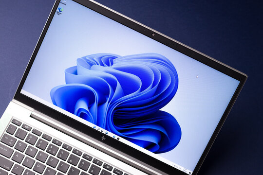 Assam, india - June 17, 2021 : Windows 11 logo on laptop screen stock image.