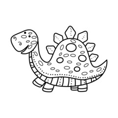 Illustration Dinosaur stegosaurus in doodle style. An isolated object on a white background. An animal of the Jurassic period similar to a dragon. Coloring pages for kids activity game