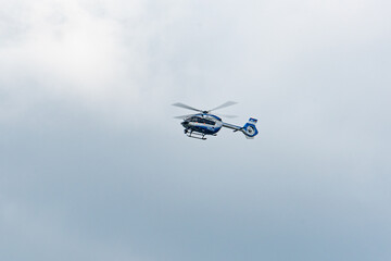 The crew of a German police helicopter searches for a missing person in the state of Baden-Wurttemberg.