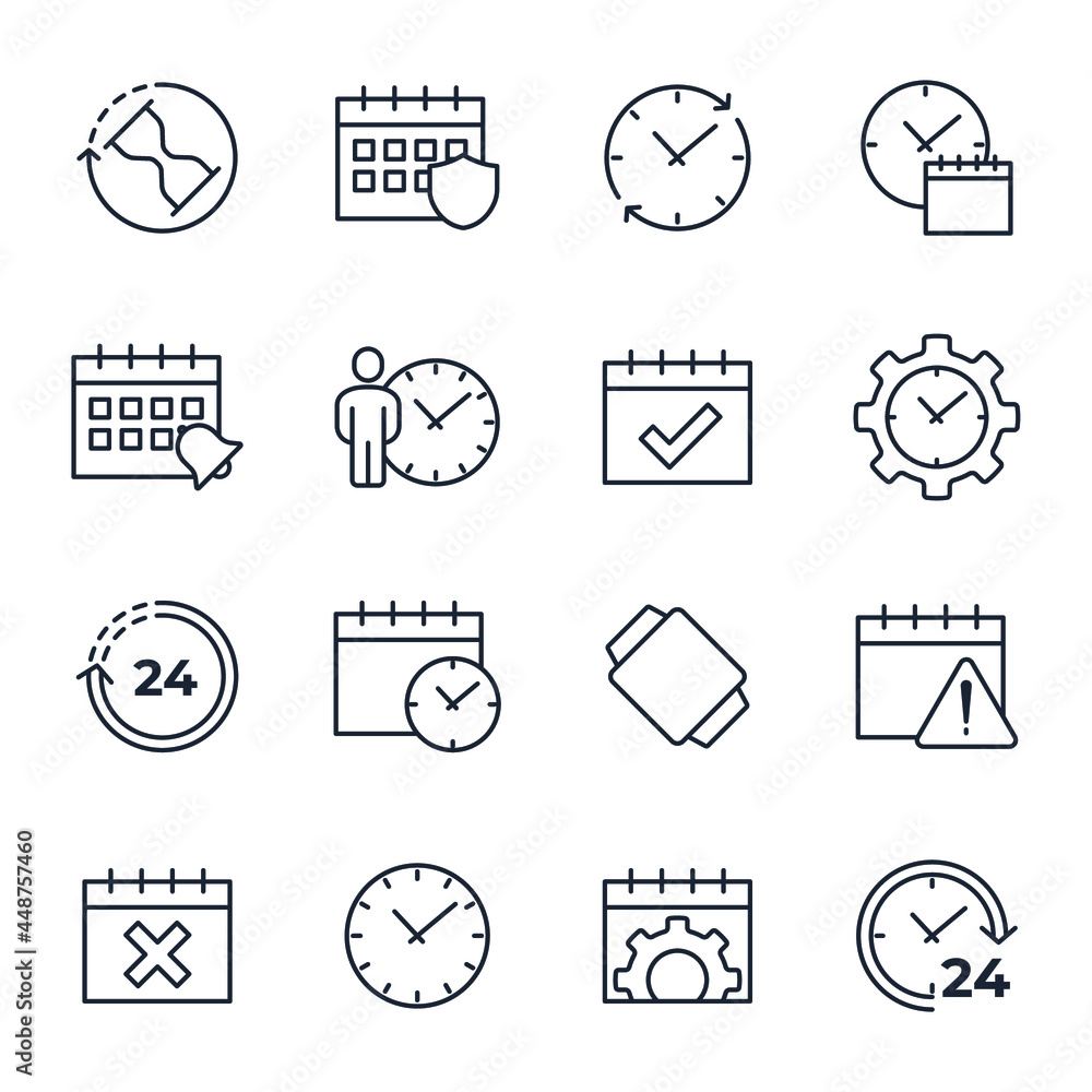 Aufkleber set of calendar and сlock elements symbol template for graphic and web design collection logo vector