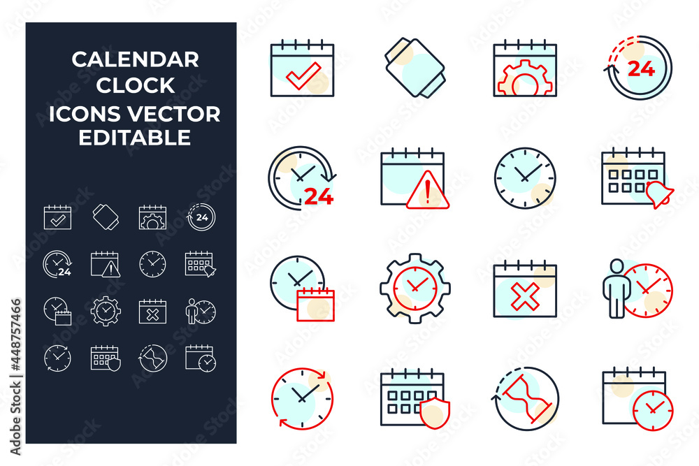 Poster set of calendar and сlock elements symbol template for graphic and web design collection logo vector